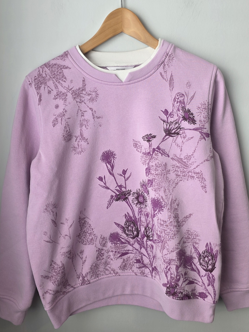 Northern Traditions Pink Floral Owl Sweatshirt Women’s S Petite